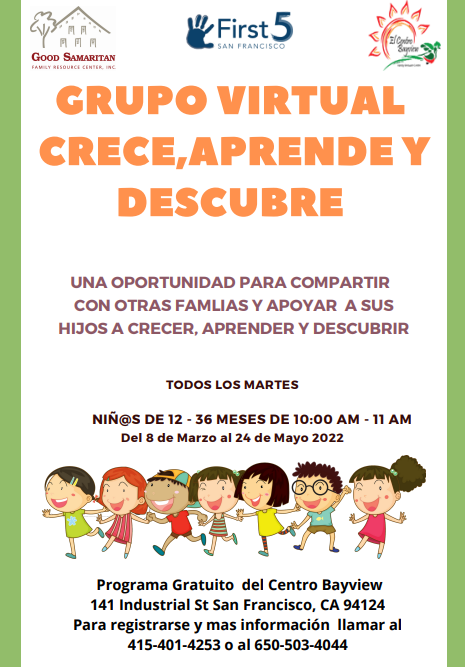 3/8, Grow, Learn and Discover program for Toddlers Begins, in Spanish Only